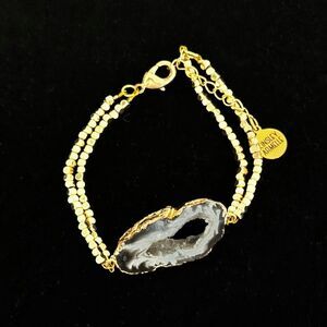 Bohemian gold tone and Agate  Bracelet